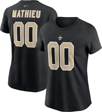 Women's Tyrann Mathieu Black New Orleans Saints Player Name & Number T-shirt