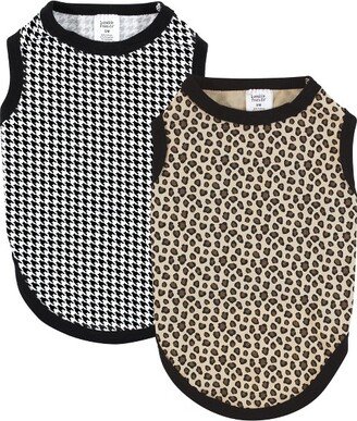 Dog Pet Dog and Cats Cotton T-Shirts 2pk, Leopard Houndstooth, X-Large