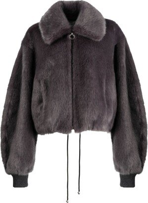 Zip-Up Faux-Fur Bomber Jacket