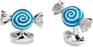 Sterling Silver Blue And White Swirl Sweet Cufflinks