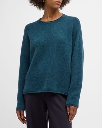 Crewneck Cashmere-Silk Boucle Top