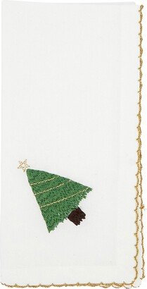 SARO LIFESTYLE Festive Forest Whip Stitch Christmas Tree Napkin (Set of 4)