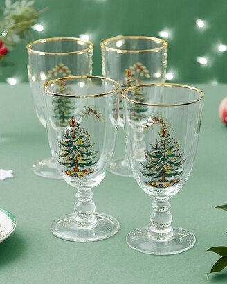 Christmas Tree Pedestal Goblets, Set of 4