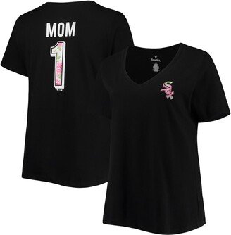 Women's Black Chicago White Sox Plus Size #1 Mom 2-Hit V-Neck T-shirt