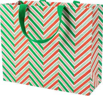 Tote Large Horizontal CandyCane Chevron Red/Green