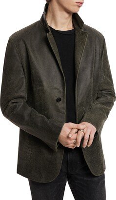 Concealed Placket Slim Fit Leather Jacket