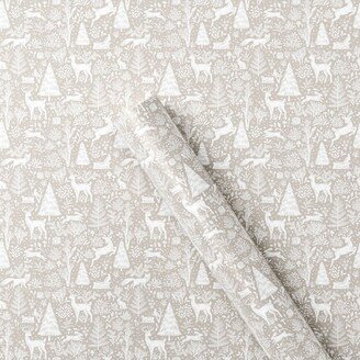 25 sq ft Forest Friends Christmas Gift Wrap Silver/White - Wondershop™