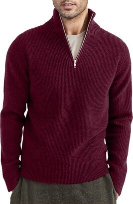 JMIERR Mens Mens 1/4 Zip Up Sweater Turtleneck Polo Polluver Knit Winter Sweaters for Man with Ribbed Edge