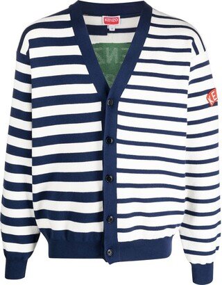 Panelled-Design Stripe-Pattern Cardigan