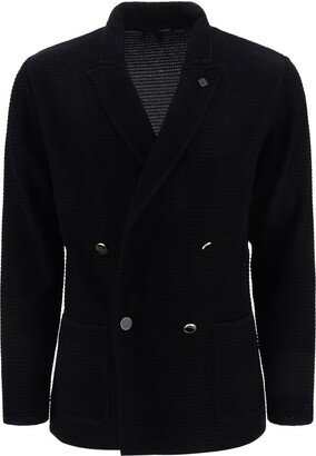 Attitude Knit Double-Breasted Tailored Blazer-AA