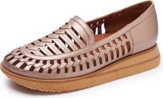 Ava Loafer Shoes In Soft Gold Metallic Plonge Leather