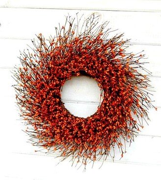 Fall Front Door Wreath-Orange Berry-Fall Twig Wreath-Rustic Wreath-Thanksgiving Wreath-Farmhouse Wall Decor-Indoor Holiday Decor