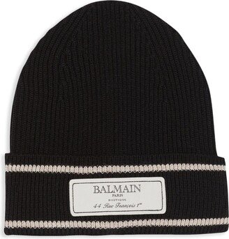 Logo-Embroidered Ribbed-Knit Beanie-AA