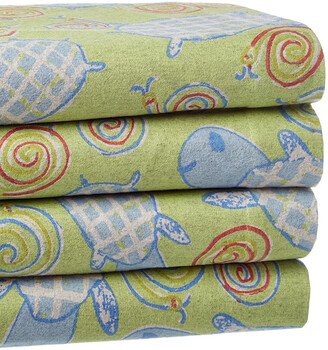 Turtle Snails Flannel Sheet Set