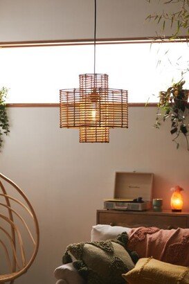 Cylindrical Rattan Pendant Light