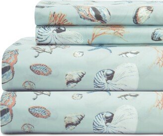 Beatrice Home Fashions Coastal 4-Pc. Printed King Sheet Set