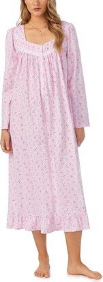 Long Sleeve Long Gown (Pink Ground Floral) Women's Pajama