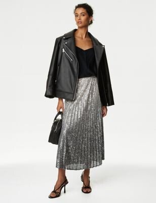 Sequin Ombre Pleated Midaxi Skirt