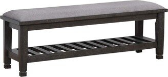 Franco Upholstered Bench with Slatted Shelf Weathered Sage