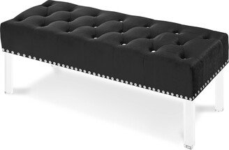 New Classic Furniture Vivian Velvet Bench with Crystal Buttons