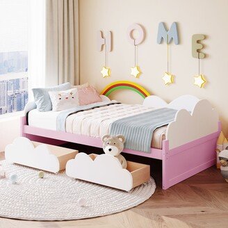 Twin Size Bed with Clouds and Rainbow Decor-AA