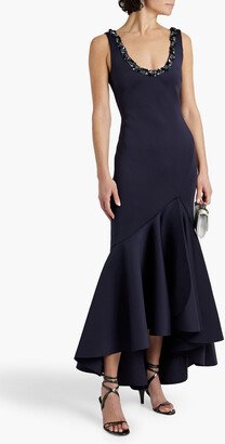 Asymmetric embellished scuba gown