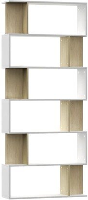 Book Cabinet/Room Divider White and Sonoma Oak 31.5