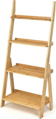 4-Tier Bamboo Ladder Shelf Bookcase for Study Room - 21