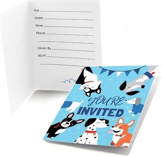 Big Dot of Happiness Pawty Like a Puppy - Fill In Dog Baby Shower or Birthday Party Invitations (8 count)