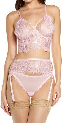 Lace Longline Underwire Bra, Garter Belt & Thong Set