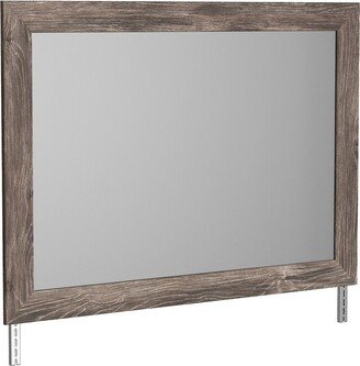 Bedroom Mirror with Replicated Grain Details, Rustic Gray