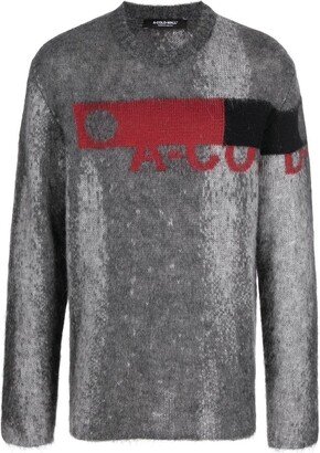 Sprayed-Effect Logo-Jacquard Jumper