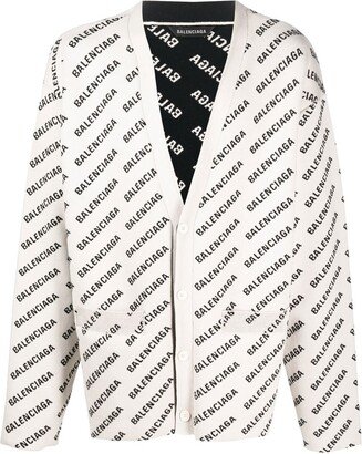 Intarsia-Knit Logo Cardigan-AA