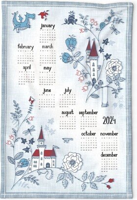 2024 Calendar Tea Towel - Whimsical Fairy Tale By Adenaj Castle Linen Cotton Canvas Spoonflower