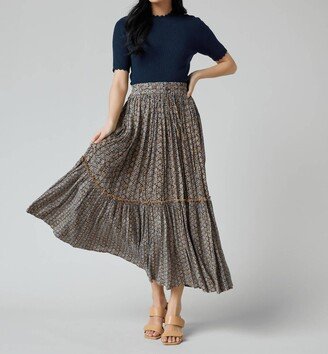 DOWNEAST Rena Tiered Skirt In Geo Floral