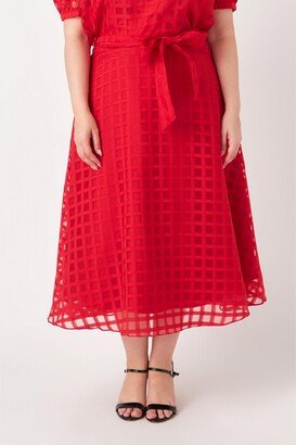 Women's Plus size Plaid Organza Fit & Flare Midi Skirt