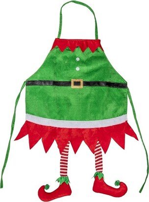 Juvale Christmas Apron with Hanging Legs for Party Kitchen Accessory, Green & Red (35 x 23 in)