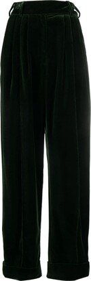 High-Waisted Velvet Trousers-AF