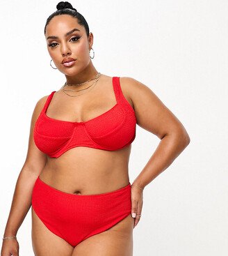 Pieces Plus Pieces Curve exclusive underwired bikini top in red