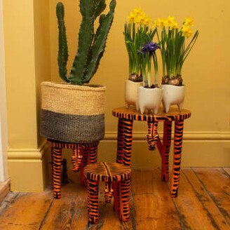 Kenya Wooden Hand Carved Tiger Animal Stool/stand