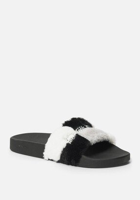 Fantasia Plaid Faux Fur Slides