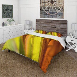 Designart 'Light Green And Orange Sunshine' Modern Duvet Cover Set