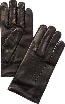 Men's Whipstitch Side Vent Black Leather Gloves