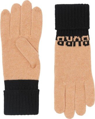 Intarsia-Knit Logo Gloves-AA