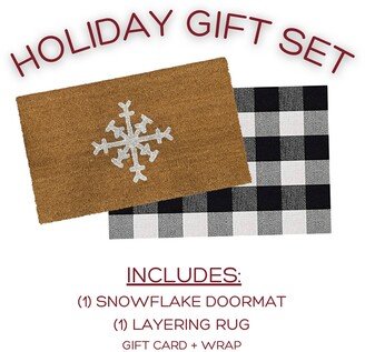 Doormat Bundle, Snowflake Doormat, Winter Outdoor, Christmas Outdoor Rug, Modern Holiday Gift Set