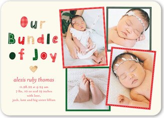 Birth Announcements: Bundle Of Delight Birth Announcement, Red, 5X7, Matte, Signature Smooth Cardstock, Rounded