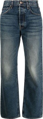 Washed Straight-Leg Jeans-AA