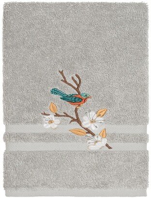 Spring Time Embellished Hand Towel - Light Grey