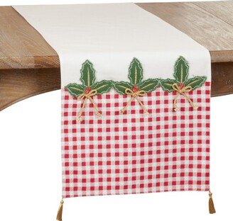 Saro Lifestyle Holly Design Buffalo Plaid Table Runner, Red/Green, 16 x 72