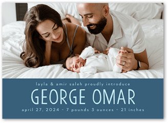 Birth Announcements: Bright Welcome Birth Announcement, Blue, 5X7, Pearl Shimmer Cardstock, Square